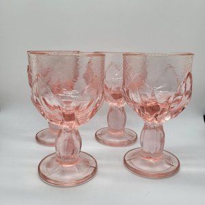 Set Of 4 Vintage Pink Tiffin Franciscan Cabaret Glass Goblets